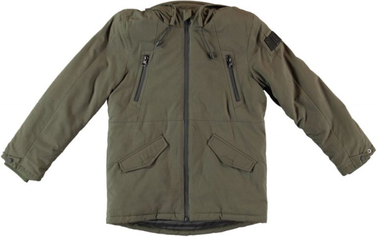 Crush denim armygroene jongens parka winterjas
